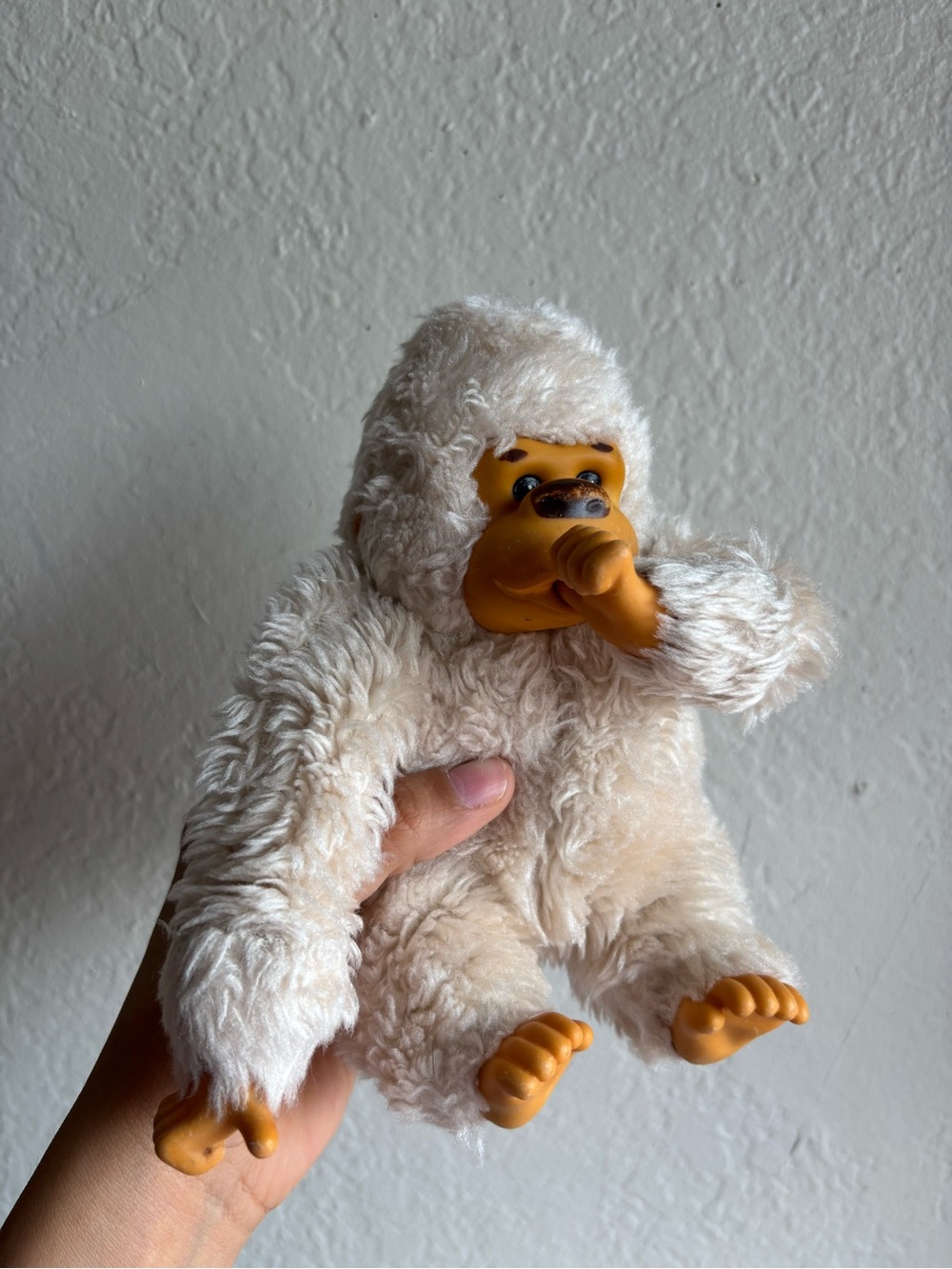 Vintage 1970’s Cream Colored "Gonga" thumb-sucking gorilla plush toy